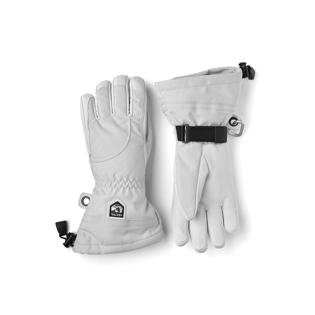 Hestra Heli Ski Female – 5 finger – Pale grey/Offwhite